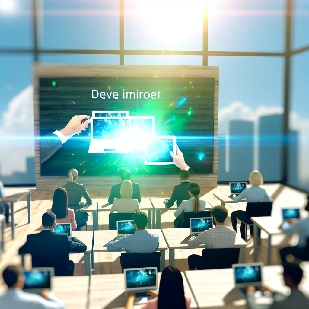 A dynamic visual showing new employees engaging wi